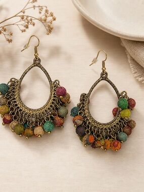 Multicolor Bead Chandelier Earrings - Women's Fashion Jewelry